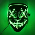 LED Halloween mask with green fluorescent EL wire and glowing crossed eyes for party - Fluorescent Green
