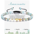 Natural amazonite beaded bracelet with gold heart charm on an adjustable cord - Amazonite