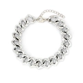Silver metal pet necklace with hollow heart links and adjustable lobster clasp closure - Silver