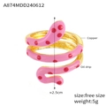Pink enamel snake ring in gold-plated copper with a multi-layer weight design - One Size/Open / Gold Pink