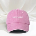 Gorra de béisbol de algodón lavado rosa con bordado MILANO ITALY y correa ajustable - Talla única / Rosa
