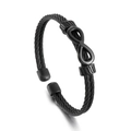 Bracelet jonc ouvert noir en acier inoxydable avec symbole infini tressé - Bracelet Jonc Câble Symbole Infini (KB161759-KLHQ) / Noir