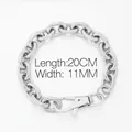 Pulsera de cadena minimalista de acero inoxidable plateado de 11mm para hombre mujer - 11mm Cierre Simple (KB180246-Z) / Color Acero