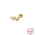 Detailed close-up of 925 silver labret stud featuring a curved row of white zircons - Double Row Crown / Gold Double Row Crown (Single Piece)