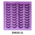 20 Paar gemischte flauschige künstliche Wimpern, kurzes und dichtes Design auf lila Schale. - Natürlicher Langer Gemischter Stil (ZHD20-21) / 20 Paar Packung