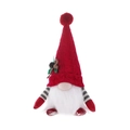 Gnomo di Natale luminoso in peluche con cappello rosso a maglia, barba e decorazioni - Gnomo Luminoso con Cappello di Maglia Rosso