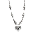 Collana in acciaio inossidabile argentato con pendente a cuore e design a catena a sfere - Collana / Collana Argento