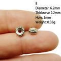 Silver flower spacer bead size 8 with 6.2mm diameter and 2mm hole for DIY jewelry - 8# (Dia 6.2mm Thick 2.2mm)