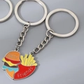 Regenbogen-Hamburger und Pommes Herz-Puzzle Anhänger für beste Freunde - Hamburger Pommes Schlüsselanhänger Set
