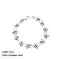 Detail of 7mm stainless steel oval link chain bracelet with lobster clasp and knot element - Style 12-7mm Knot Oval Chain