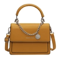 Fashionable yellow crossbody bag with silver chain detail and shoulder strap for women - Yellow