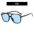 Occhiali da sole C4 stile aviator neri con lenti azzurre e dettaglio cerniera a T in oro - Cerniera in Metallo / Nero Lucido Blu