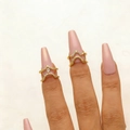 Gold plated zircon nail ring set with sparkling crystals and teardrop gemstone for women - Medium KC Golden 2pcs Set