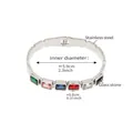 Bracciale rigido lucido in acciaio inossidabile argento con pietre di vetro colorate - Acciaio Pietra di Vetro Colorata / Colore acciaio