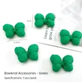 Pack of five green padded fabric bows with quilted texture for DIY hair accessories - 5 Pcs/Pack / Green