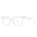 Modern square eyewear frame in transparent white finish with a wide designer rim - Clear White