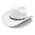 Detail of white felt cowboy hat featuring silver-studded black leather band and metal vents - M (56-58cm) / White
