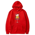 Roter Weihnachts-Hoodie mit Santa's Drink Print, Kängurutasche und Kapuzenkordelzug - S / Rot - Santa's Shandy Druck (27)