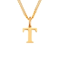 Elegante collar de acero inoxidable bañado en oro de 18K con colgante de letra T - Letra T (Oro Rosa)