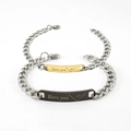 Bracelets gourmette en acier pour couples en or et noir avec gravure I Love You et cœur - Style Cœur I Love You (ZY097)