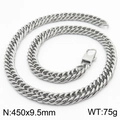 Silver stainless steel curb chain necklace, 450mm length and 9.5mm width with lobster clasp - 9.5mm x 450mm(KN232968-ZZ)