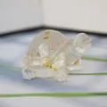 Mini statuetta tartaruga in resina di cristallo naturale e foglia d'oro decorativa - Resina Trasparente + Foglia d'Oro