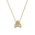 Collana in ottone 18k con ciondolo lettera A impreziosito da zirconi bianchi brillanti - Lettera A