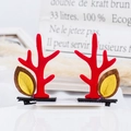 Cute pair of red reindeer antler hair clips with felt ears for Christmas festival - 45# Red Antler Clip with Yellow Ears