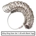 Japanese scale alloy ring sizer 1-28 range with blank tag on white background - JP Size 1-28 (With Tag)