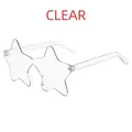 Fashionable rimless star shaped sunglasses with clear lenses for party and festival - White