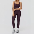 Nauwsluitende pruimpaarse yoga jumpsuit voor hardlopen en fitnesstraining - L / Pruimpaars