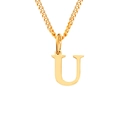 Collar de acero inoxidable dorado con un colgante minimalista de la letra U mayúscula - Letra U (Oro Rosa)