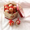 Set of 14 vintage Santa Claus Christmas balls in a hexagonal gift box on white fur - Red Santa Claus 14pcs