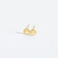 Elegant gold-tone circular tree of life stud earrings with detailed hollow design - Tree of Life