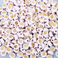 White flat round acrylic alphabet beads with gold hash symbol for DIY jewelry making - 4x7mm Hashtag Sign Gold (100pcs)