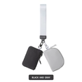 Detail of black and gray nylon wristlet pouches with metal clips and a white strap - Black/Light Gray