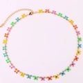 Detailed view of colorful enamel butterfly pendants on a gold chain with lobster clasp - Multicolor Necklace 4