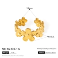 Adjustable gold starfish floral ring in waterproof stainless steel with 18mm diameter - Flower Shape Style (NB-R24367-G)