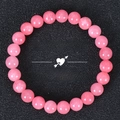 Elegant 8mm pink quartz beaded elastic bracelet with natural imperial stone and polished finish - Pure Pink Quartz Style (LOVE SPELL-6)