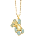 Süße goldene Bärenkette mit blauen Steinen besetzt und einer feinen Goldkette - Türkis
