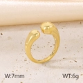 Anillo abierto minimalista de acero inoxidable bañado en oro de 18k con ancho de 7mm - US 7 / Ancho 7mm / Dorado (KR111374-GC)