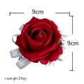 Eleganter roter Samtrose Hochzeitsstecker mit Seidenband und weißen Blumenakzenten - Handgelenk Corsage - Rot