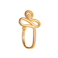Detailed view of punk style gold U-shaped nose ring with spiral cloud pattern design - Abstract Spiral Line Style (3) / Gold (3)
