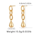 Detailed dimensions of 18K gold plated brass drop earrings with link chain design - Chain Teardrop Style (KE1133) / Gold