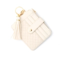 Off-white geweven PU-lederen pasjeshouder met kwastje en gouden sleutelhanger - Multi-slot Tas (240502-1) / Beige
