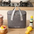 Bolsa de almuerzo aislada gris oscuro de tela tejida con asas dobles para comida - Gris