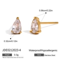 Gold Clear Waterdrop Gemstone Stud Earrings (JDE0212023-4)