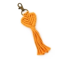 Handmade orange macrame heart keychain with tassel and bronze lobster clasp - Orange & Yellow