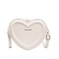 Chic heart-shaped cream crossbody bag with embossed texture and gold hardware - Off White