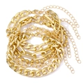 Chunky gold layered bracelet set with Cuban and paperclip chain links on white background - Style 2-Gold Layered Chain Set